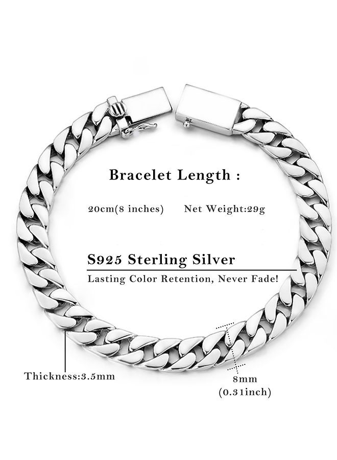 Solid Chain Bracelets 20 cm Heavy Silver Cuban Link Bracelets  Premium Quality Fine Bracelets For Men and Women, Ideal for Daily Wear, Office Outfits, Date Nights, Weekend Hangouts, Music Festivals, Wedding Guest Looks, Casual Gatherings and Formal Events - Image 3