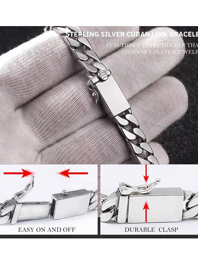 Solid Chain Bracelets 20 cm Heavy Silver Cuban Link Bracelets  Premium Quality Fine Bracelets For Men and Women, Ideal for Daily Wear, Office Outfits, Date Nights, Weekend Hangouts, Music Festivals, Wedding Guest Looks, Casual Gatherings and Formal Events - Image 4