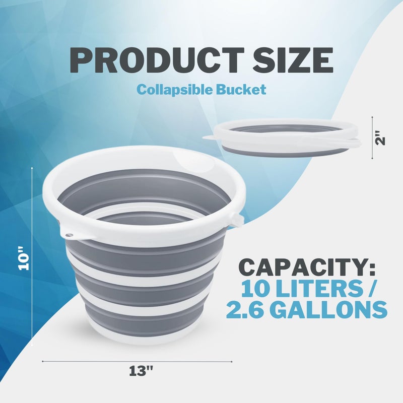SunVara Collapsible Bucket with Handle 2.6 Gallons 10L Foldable Bucket - Image 2