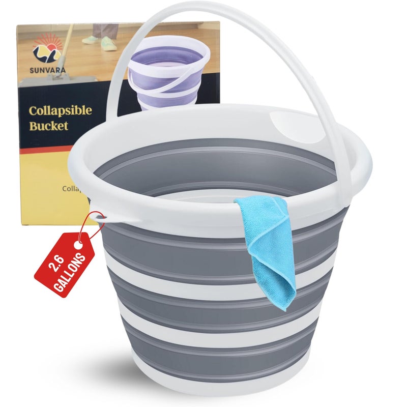 SunVara Collapsible Bucket with Handle 2.6 Gallons 10L Foldable Bucket - Image 1
