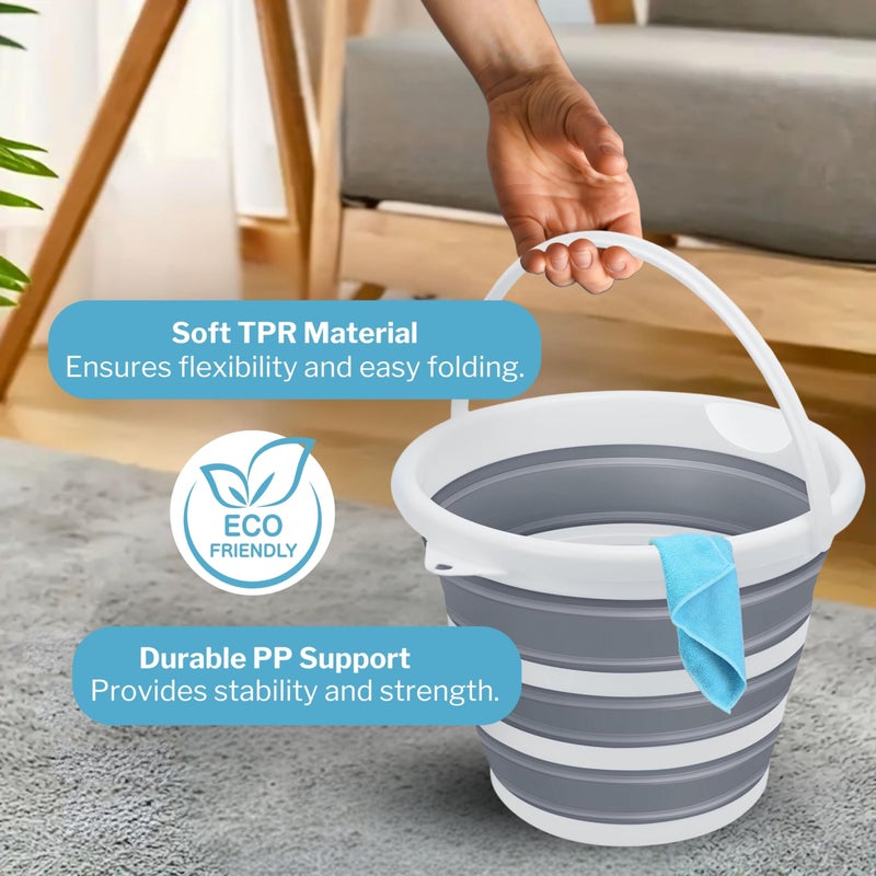 SunVara Collapsible Bucket with Handle 2.6 Gallons 10L Foldable Bucket - Image 3