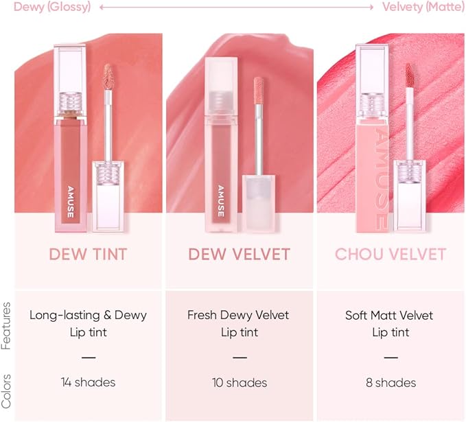 Amuse DEW TINT Korean Cosmetic Makeup Lip Tint Water Stain AllergenFree Vegan Long Lasting NonDrying TransferProof Color and Gloss with Vitamin E 05 HIPJIRO