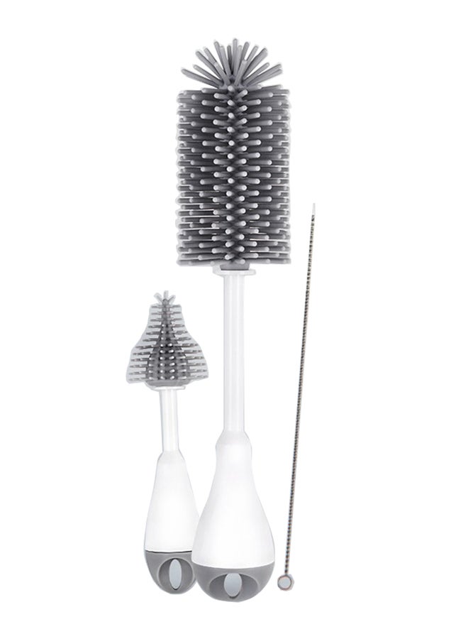 مجموعة فرش سيليكون لزجاجات الأطفال من لوكو - 3 في 1 رمادي - Image 1