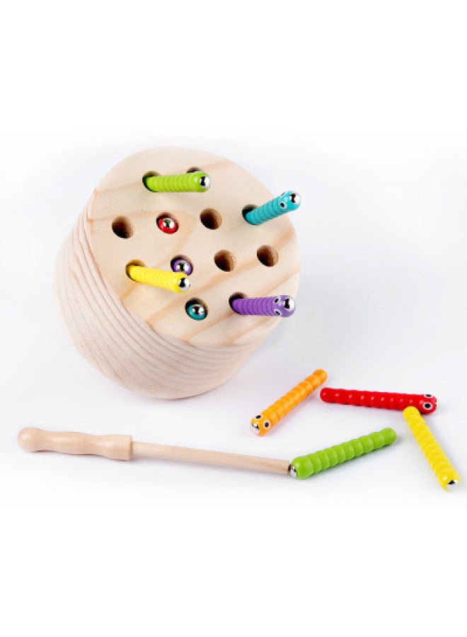 Children's Fun Early Education Wooden Magnetic Fruit Catch Bugs Baby Catch Bugs Educational Toys 1-2-3-4 Years Old-Color:Dq Wood Color - Image 1
