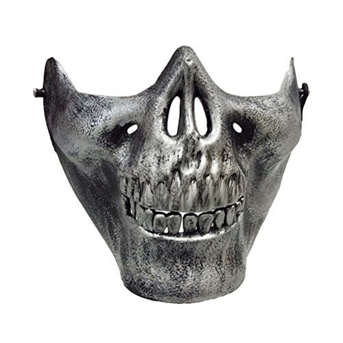 EBTOYS Skull Skeleton Mask Half Face Skeleton Mask for HalloweenCostume Party Masquerade Antique Silver - Image 1