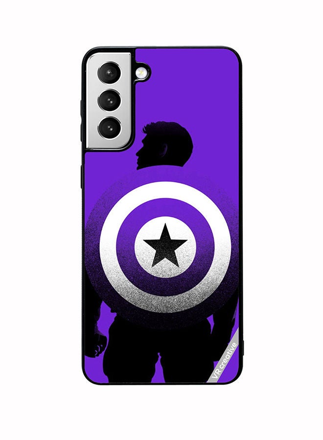 VR CREATIVE Protective Case Cover For Samsung Galaxy S22 Plus 5G Purple Captain America Design Multicolour - Image 1