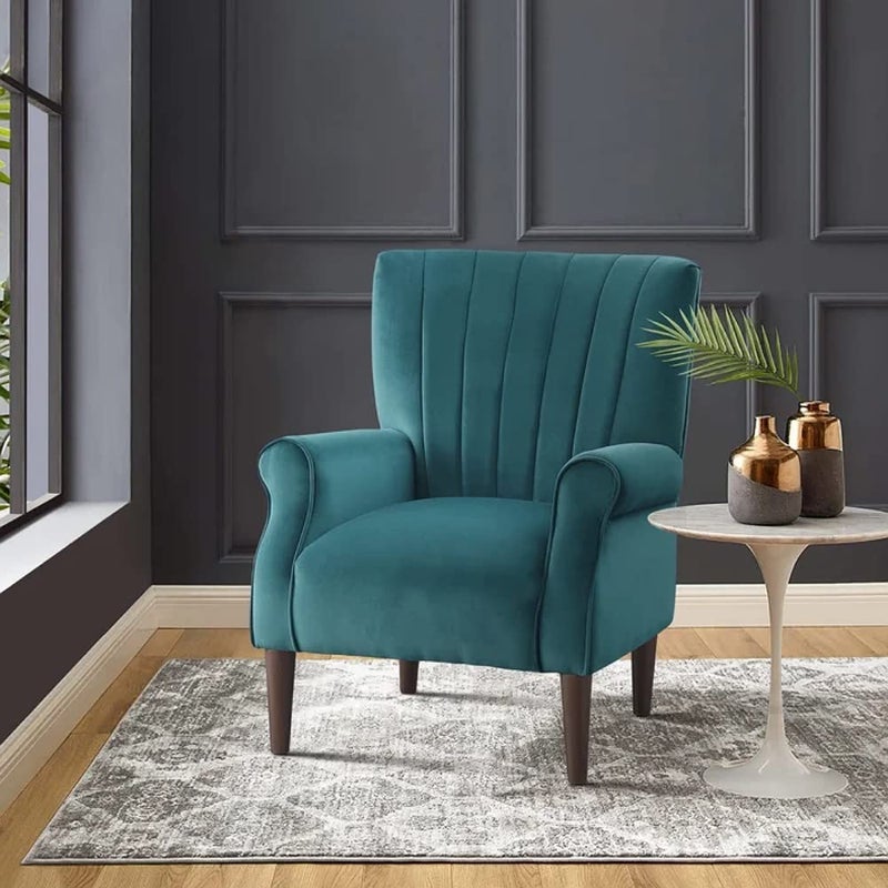 HOMECREST HOMECREST Feucette Upholstered Armchair Wingback Chair for livingroom arm Chair Wing Back Chair Single Seater Teal  - Image 1