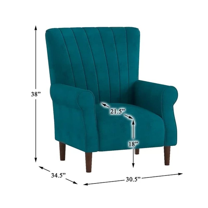 HOMECREST HOMECREST Feucette Upholstered Armchair Wingback Chair for livingroom arm Chair Wing Back Chair Single Seater Teal  - Image 2