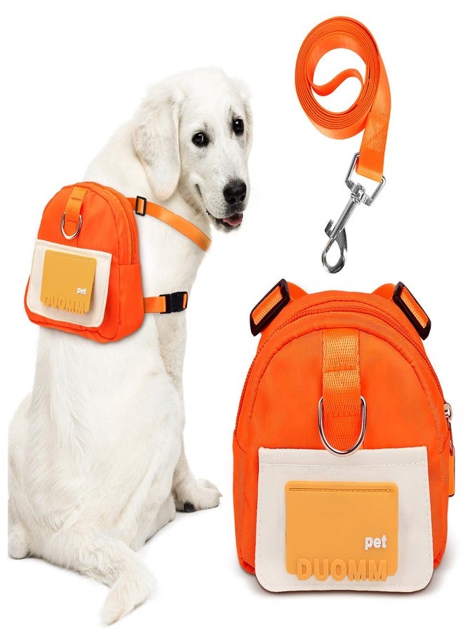 Bagentry Orange Dog Harness Backpack with Leash & Poop Bag Dispenser, Modern Style, Medium Dog, 17-33 Lb, 5.9" x 5.9" x 2.3" - Image 1