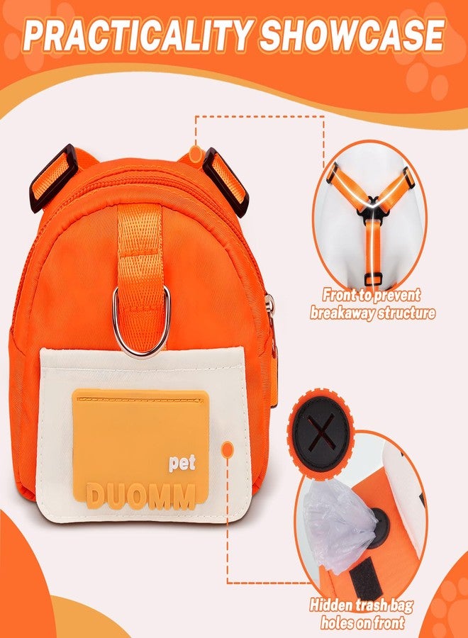 Bagentry Orange Dog Harness Backpack with Leash & Poop Bag Dispenser, Modern Style, Medium Dog, 17-33 Lb, 5.9" x 5.9" x 2.3" - Image 5
