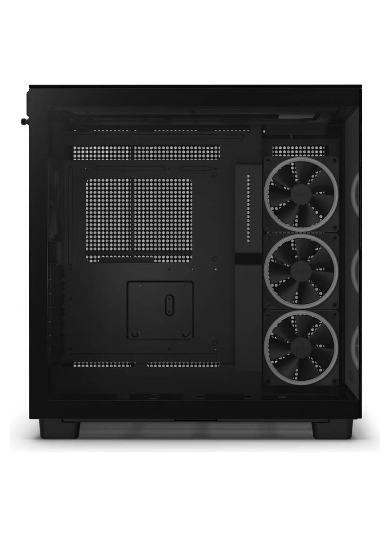 NZXT H9 Elite Black, Dual-Chamber ATX Mid-Tower Case, Tempered Glass, RGB, Vertical GPU Support, 6 Fans Included, USB-C, 360mm Radiator Support, 435mm GPU, 165mm CPU Cooler, 4+2 SSD, 2 HDD, Cable Management, Matte Black | CM-H91EB-01  - Image 3