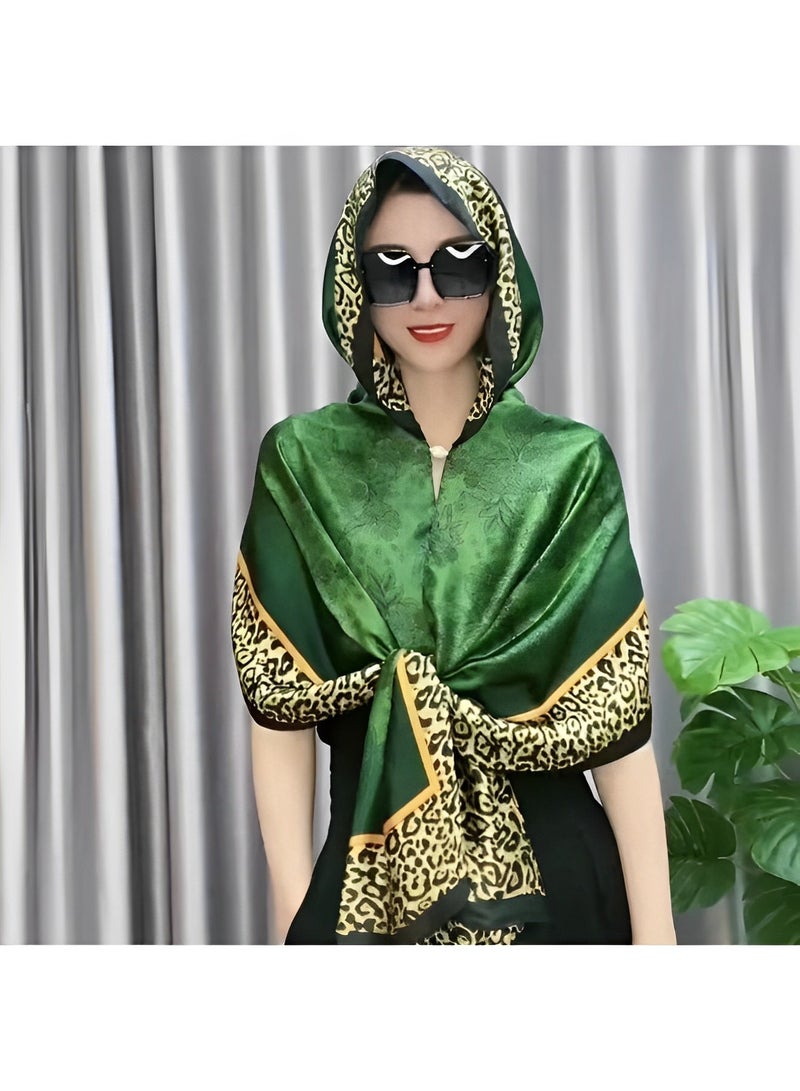 REOCLE Women's Hooded Cape Hooded Shawl Sun Hat Scarf with Magnetic Buckle & Fashion Print Sun Protection Shawl for Spring Autumn Summer - Image 2