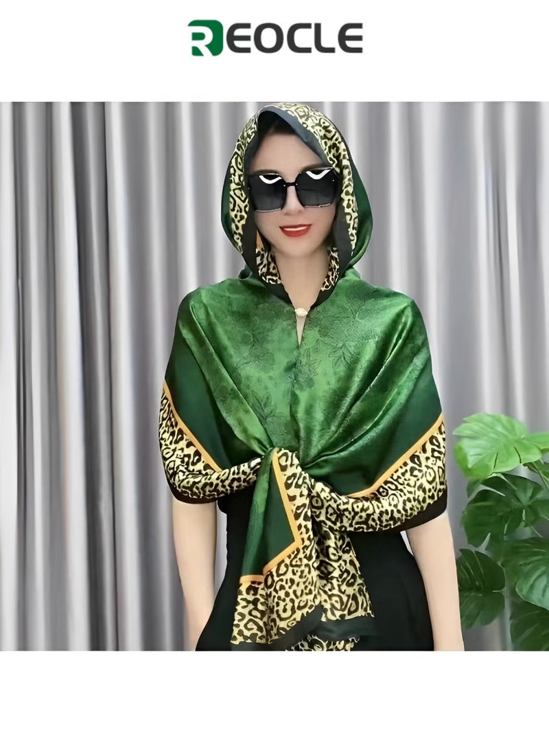 REOCLE Women's Hooded Cape Hooded Shawl Sun Hat Scarf with Magnetic Buckle & Fashion Print Sun Protection Shawl for Spring Autumn Summer - Image 1