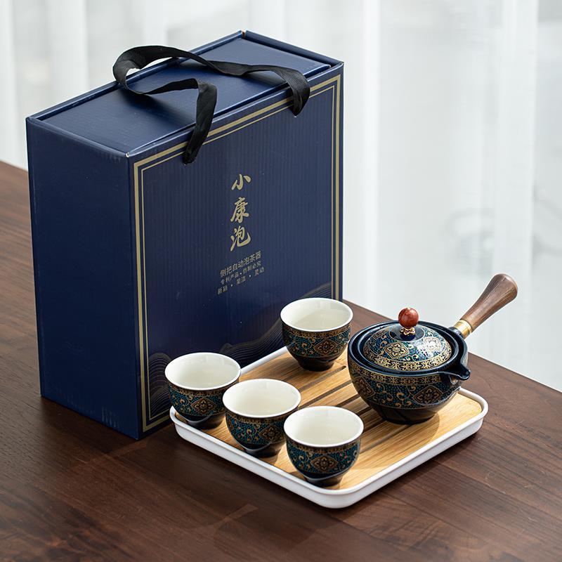 Household Kung Fu Tea Set Side Handle Anti-Scalding Outdoor Car Portable Travel Portable One Pot Four Cups Tea Maker Gift Box - Image 3