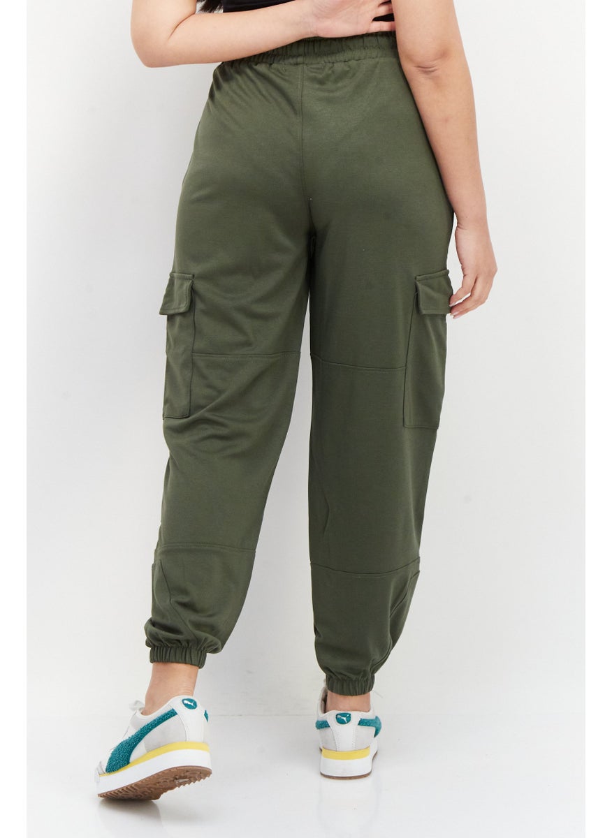 French Connection Women Regular Fit Solid Jogger Pants, Olive  - Image 3