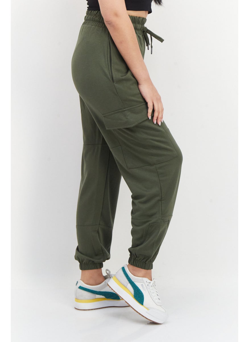 French Connection Women Regular Fit Solid Jogger Pants, Olive  - Image 2