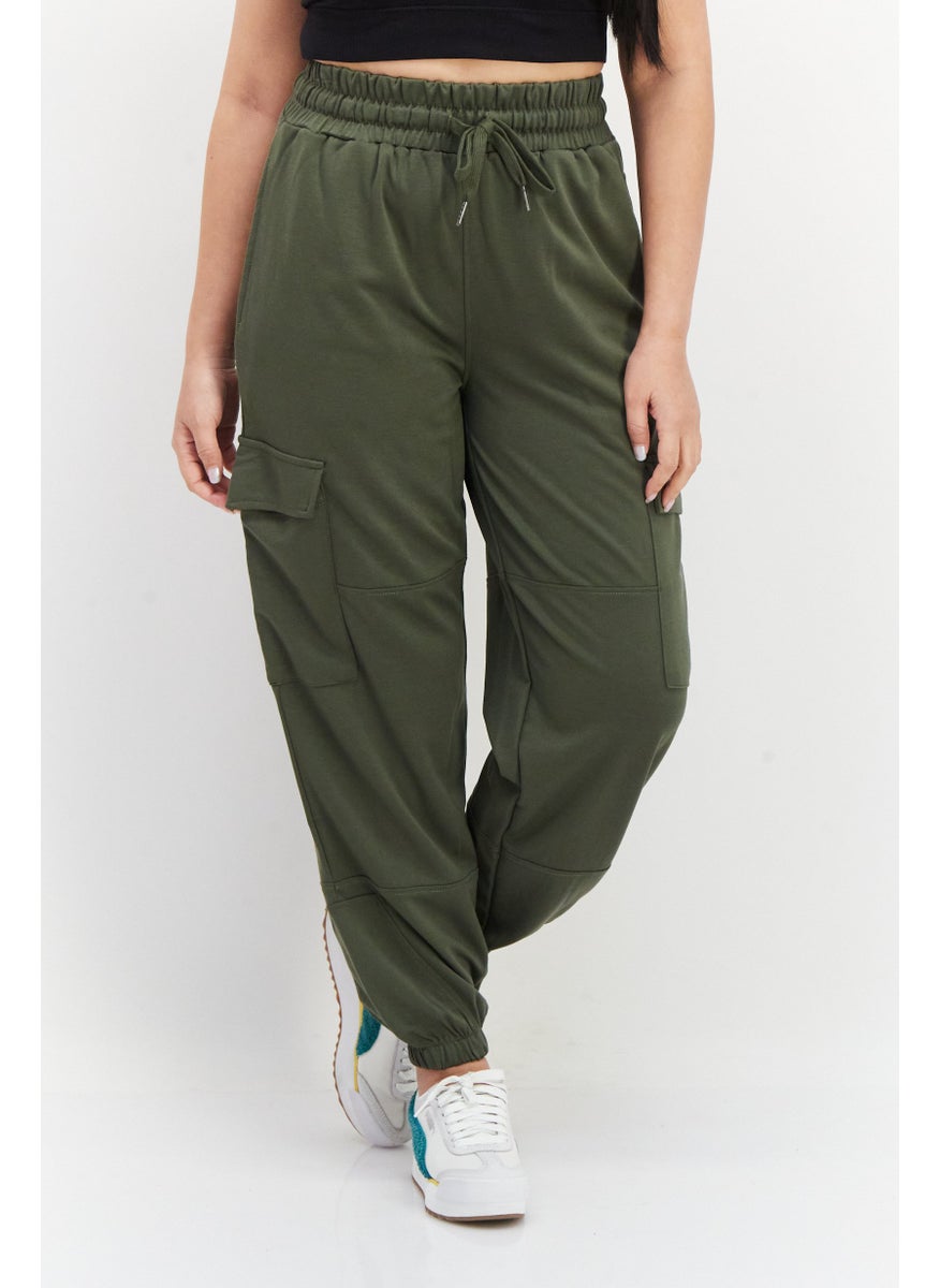 French Connection Women Regular Fit Solid Jogger Pants, Olive  - Image 1