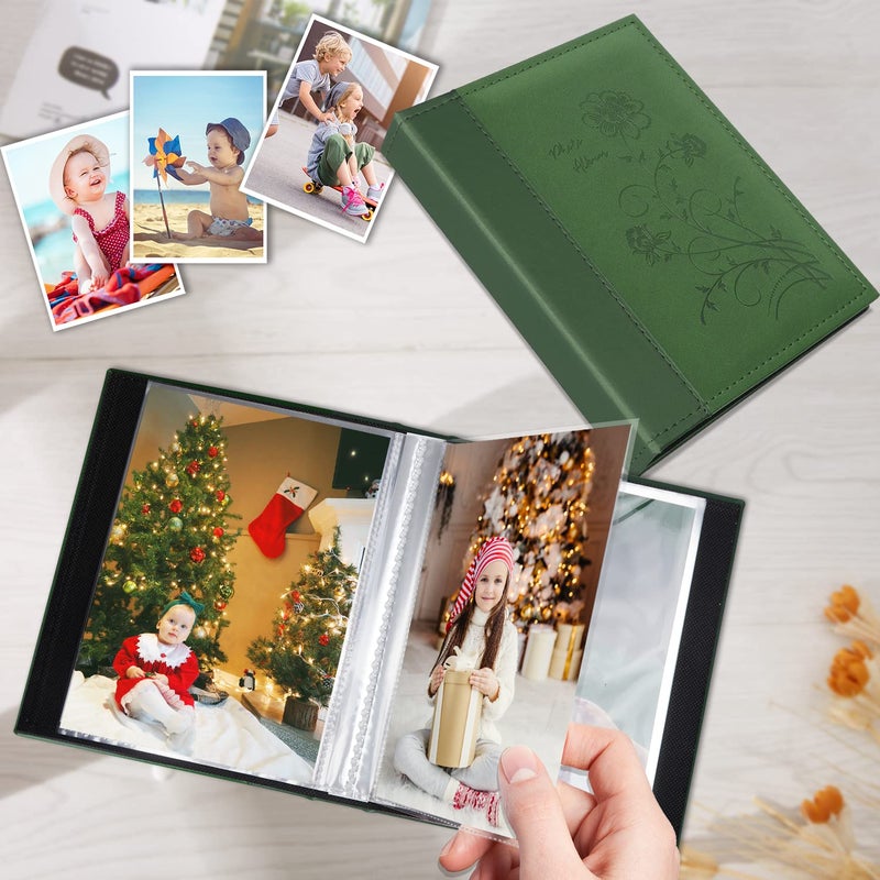 Artmag Artmag Photo Album 5x7 Clear Pages Pockets Leather Cover Slip Slide in Photo Album Book Holds 100 Vertical 5x7 Photos Picture Book for Wedding Family (Dark Green)  - Image 4