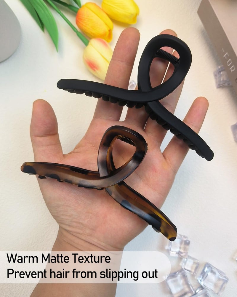Nalodu 5 Inch Extra Large Claw Clips, 13 cm No Slip Matte Jumbo XL Hair Clips for Thick Long Curly Hair, Big Hair Claw Clips, 2 Pack - Image 4