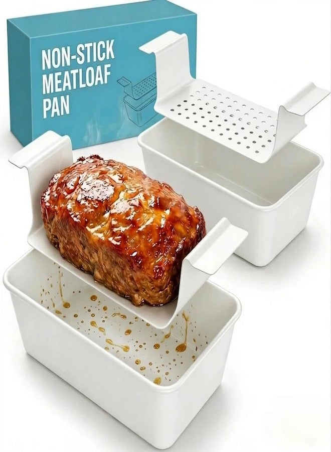 Spmarkt 2-Pack Meatloaf Pan with Drain Insert, Nonstick 9x5 Loaf Pans for Baking Bread - Grease Draining Loaf Pan Set, PFOA-Free, Heavy-Duty Carbon Steel, Oven Safe - Image 1