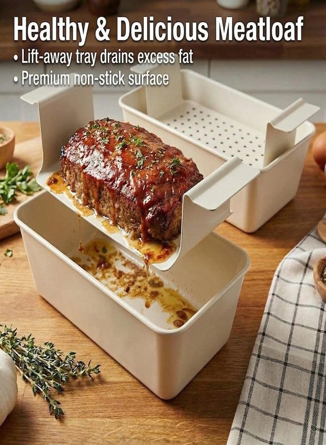 Spmarkt 2-Pack Meatloaf Pan with Drain Insert, Nonstick 9x5 Loaf Pans for Baking Bread - Grease Draining Loaf Pan Set, PFOA-Free, Heavy-Duty Carbon Steel, Oven Safe - Image 2