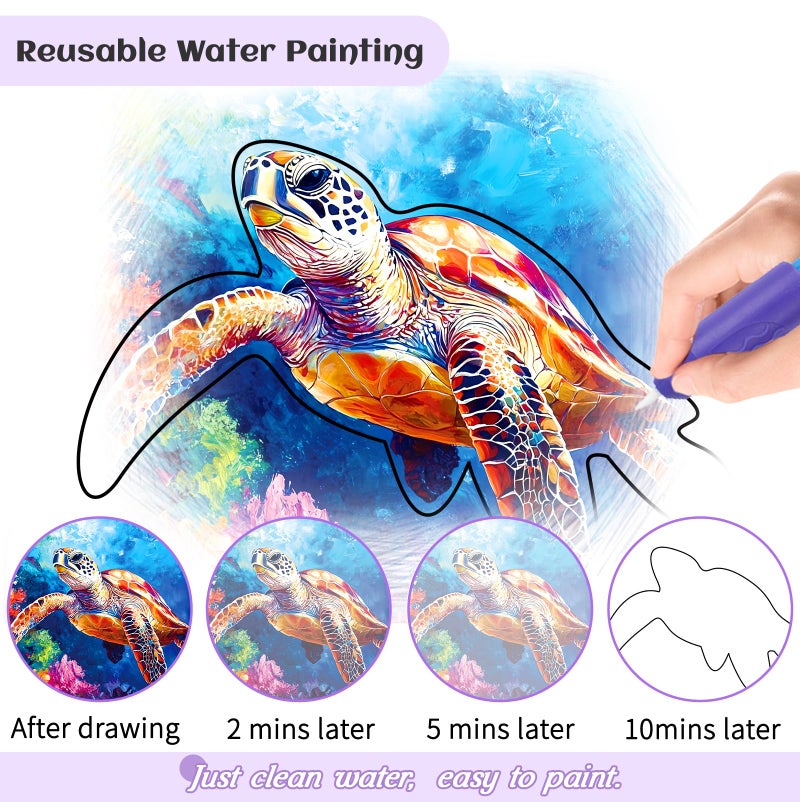 Codonen 25 Pcs Reusable Water Doodle Coloring Set for Seniors, Dementia Products for Elderly â€“ No Mess Art Set with 2 Ergonomic Brushes, Memory-Care Paint Book for Elderly, Thoughtful Gift for Grandparents - Image 3