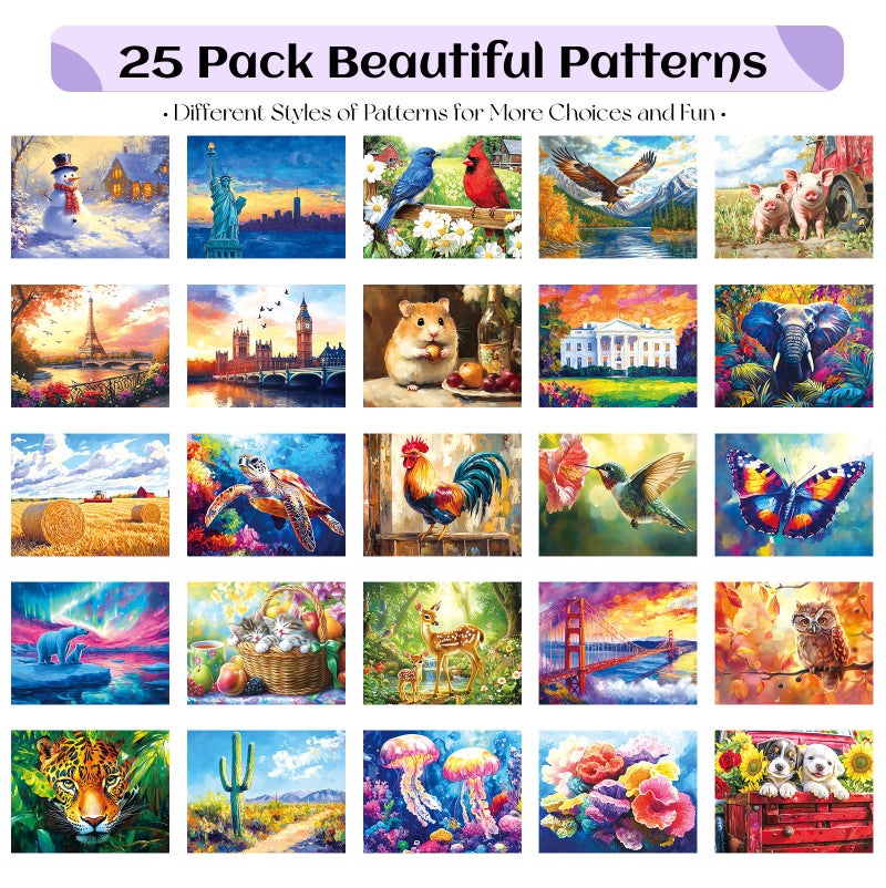 Codonen 25 Pcs Reusable Water Doodle Coloring Set for Seniors, Dementia Products for Elderly â€“ No Mess Art Set with 2 Ergonomic Brushes, Memory-Care Paint Book for Elderly, Thoughtful Gift for Grandparents - Image 2