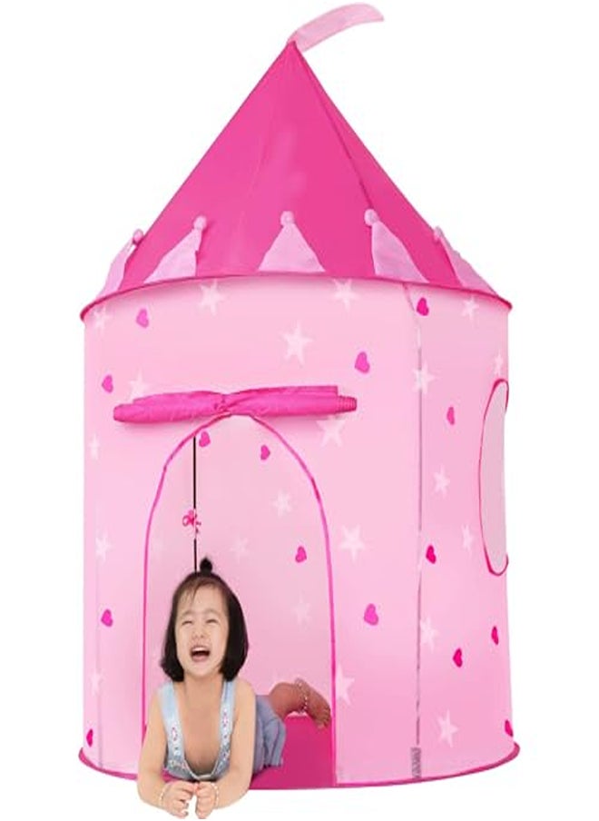 Fantastic-Kids-Toys Pop Up Princess Castle Play Tent Indoor Outdoor Portable Foldable Castle Play Tent (Pink) (Height 135)* (W105) with 50 Balls  - Image 2
