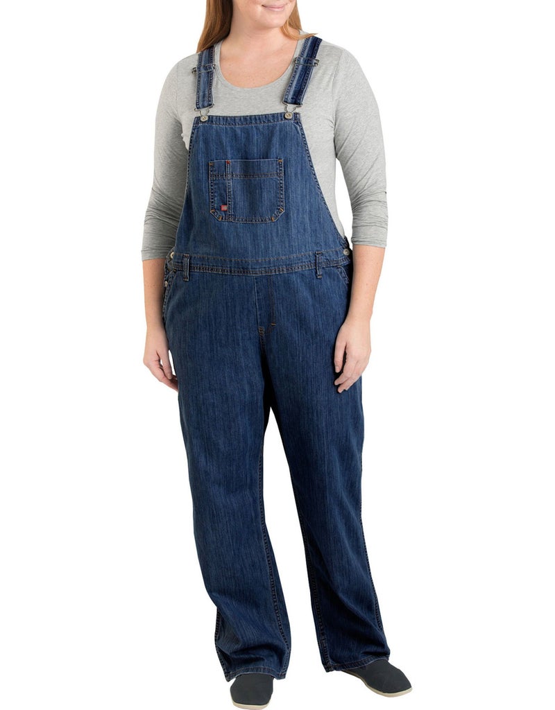 Dickies Womens Plus Size Denim Bib Overalls Dark Indigo 18 US