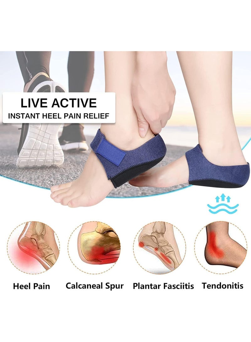 Gel Heel Cups – Silicone Heel Pads for Heel & Ankle Pain Relief, Heel Spur Support, Shock Cushion Inserts for Men & Women (Blue – Pair) - Image 4