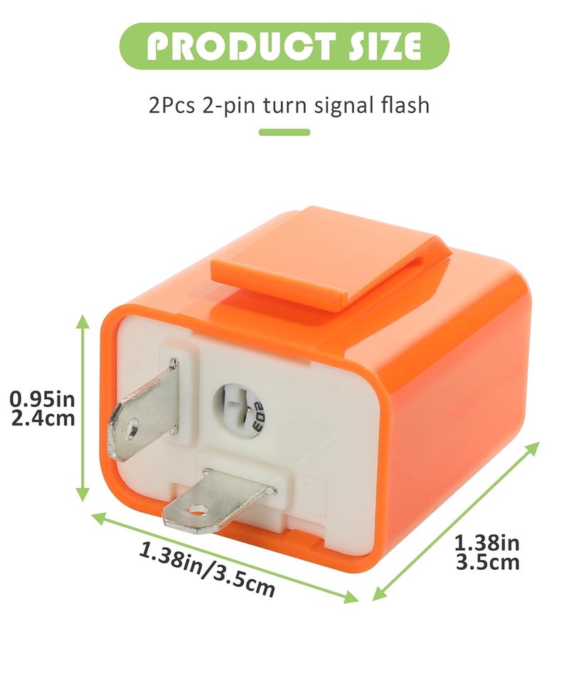 RACOONA راكونا 2 قطعة مرحل وميض LED، مرحل إشارة الانعطاف، مرحل وميض ملحقات السيارة، مرحل إشارة انعطاف إلكتروني ثنائي السن، مرحل وميض مؤشر LED 12V فائق لإشارة الانعطاف للدراجات النارية والسيارات - Image 2
