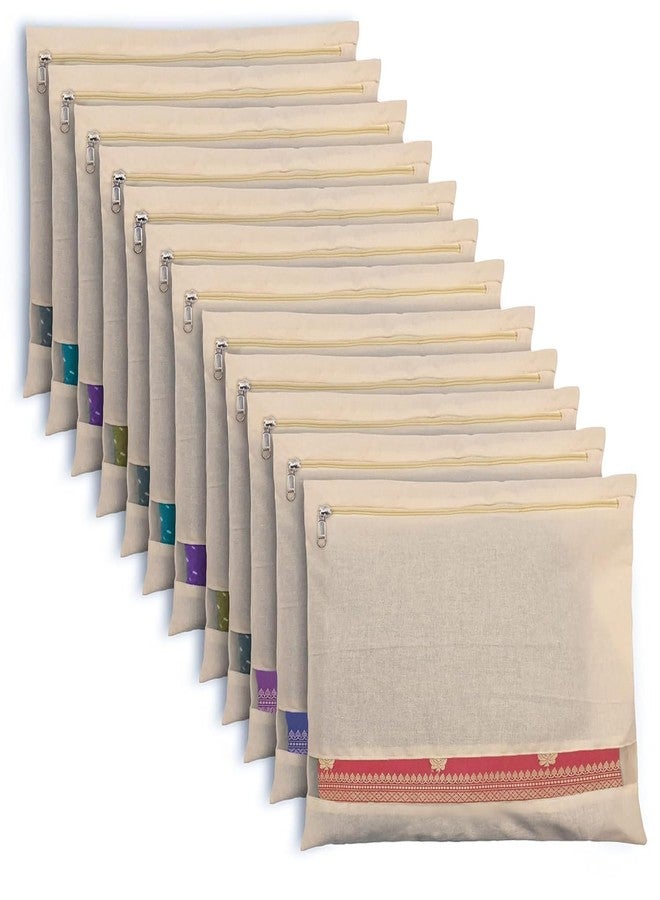 KRIVAZ Cotton Saree Bags/Covers For Storage Big Size Single With Zip Closure For Clothes Bags And Wardrobe Organizer With Transparent Mesh Window, Beige (Cloth Cover (Pack Of 2)) - Image 1