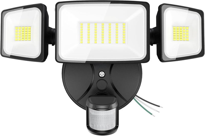 Onforu 75W LED Flood Light Motion Sensor Outdoor, 7000lm Dusk to Dawn Flood Light, Security Light with Three Head, IP65 Waterproof Exterior Floodlight, 6500k Wall Light for Entryway Stairs Yard Garage - Image 1