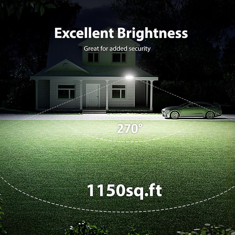 Onforu 75W LED Flood Light Motion Sensor Outdoor, 7000lm Dusk to Dawn Flood Light, Security Light with Three Head, IP65 Waterproof Exterior Floodlight, 6500k Wall Light for Entryway Stairs Yard Garage - Image 4
