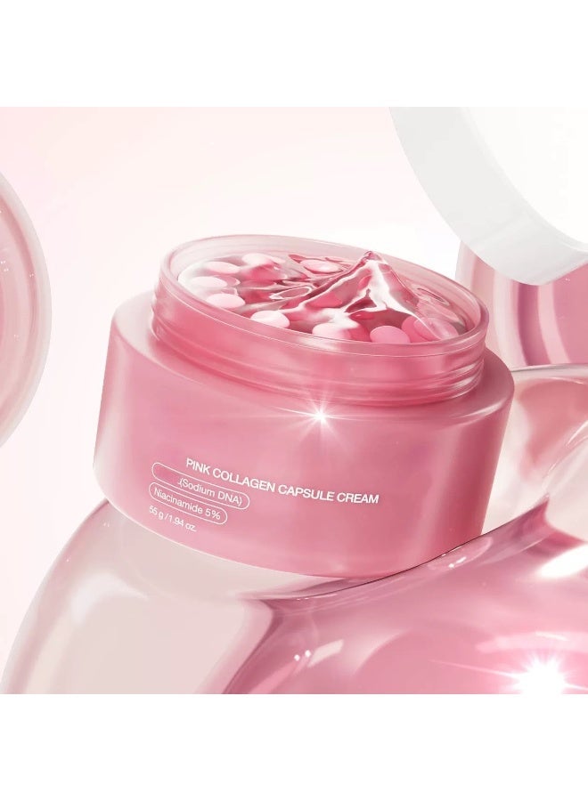 Pink Collagen Capsule Cream - Korean Skincare Face Cream | Lightweight Glow Hydration