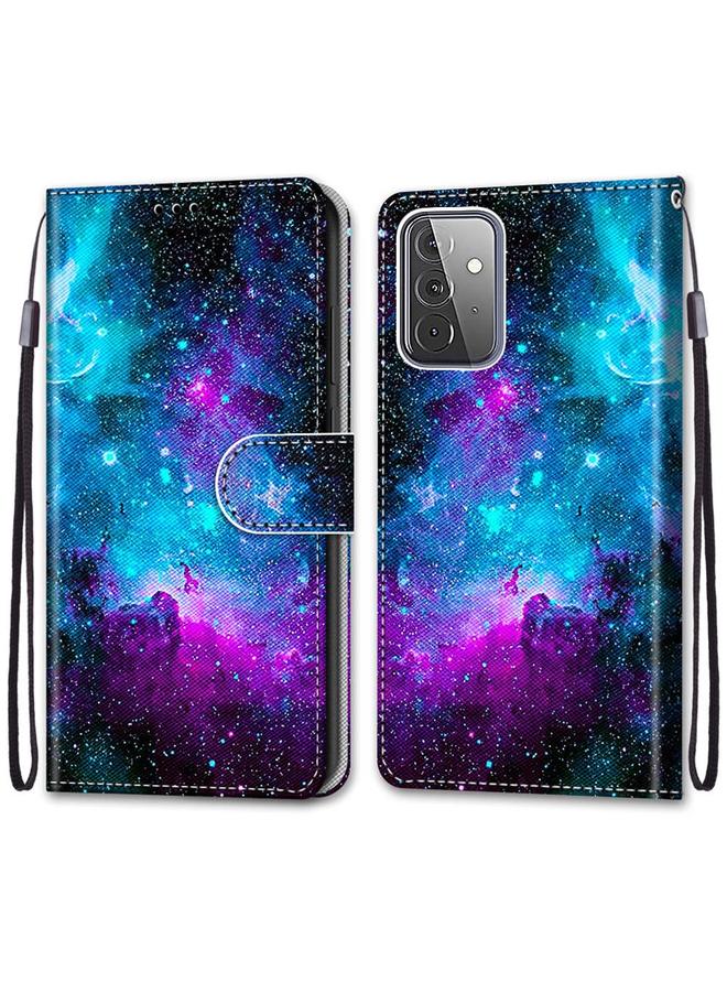 اس-توب جراب لهاتف Samsung Galaxy A72 5G / 4G، جراب جلدي من البولي يوريثان قابل للطي أفقيًا برسومات متقاطعة ملونة مع حامل وفتحات للبطاقات ومحفظة وحبل - Image 2