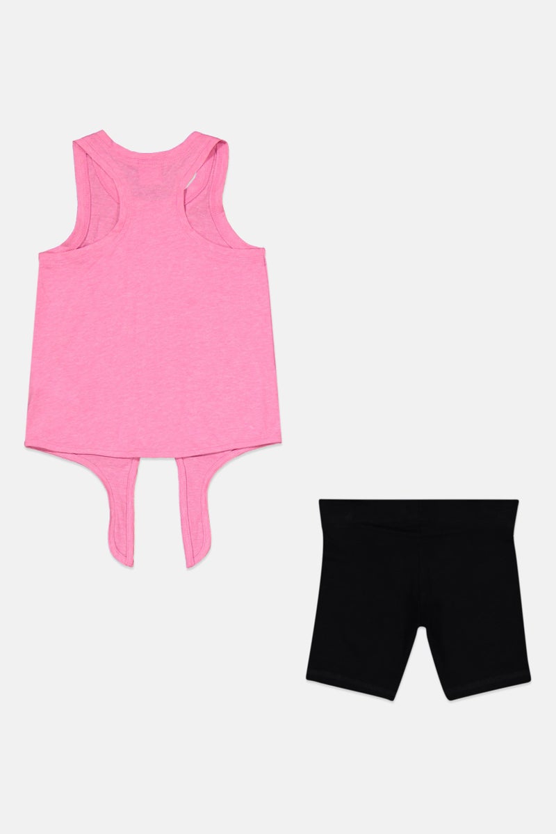PUMA Kids Girl 2 Pieces Sportswear Fit Top And Short Set, Pink - Image 2
