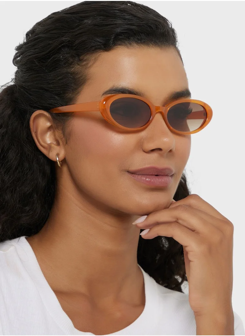 جينجر Oval Len Sunglasses