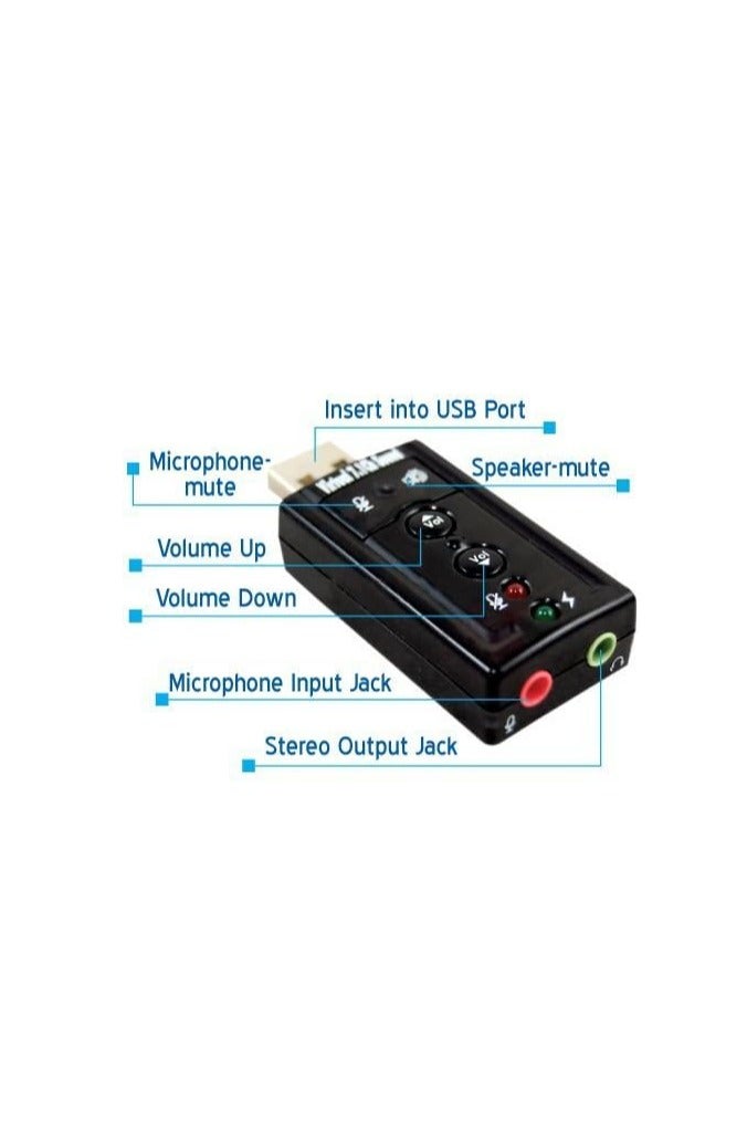 LEDIN 7.1 Channel USB External Sound Card Audio Mic Adapter for Laptop or PC - Just Plug and Play  - Image 2