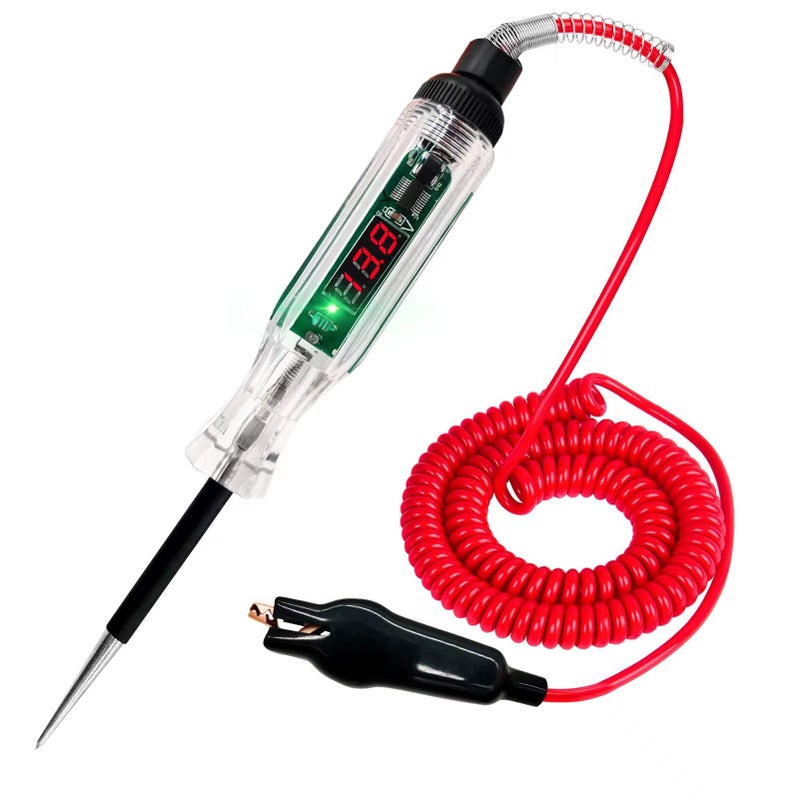 AWBLIN Automotive Test Light Digital LED Circuit Tester DC 26V32V Auto Electric Tester Light Tool with Voltmeter and Probe for Checking Vehicle Car Truck Motorcycle Boat Fuses and Battery Voltage