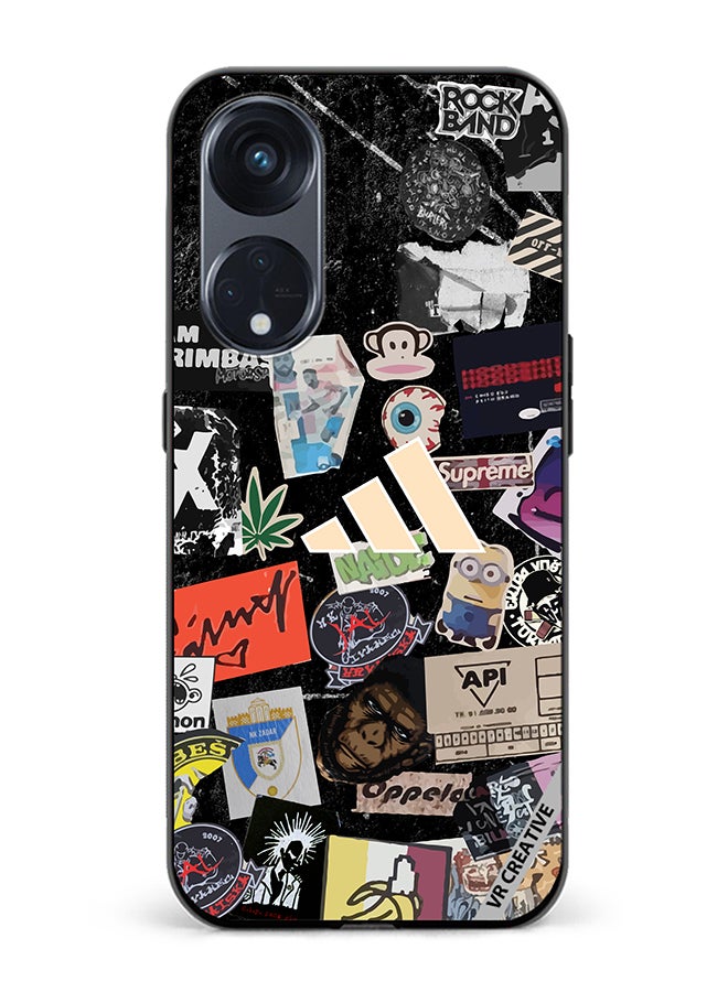 VR CREATIVE Protective Case Cover For Oppo Reno8 T 5G Adidas Stickers Design Multicolour - Image 1