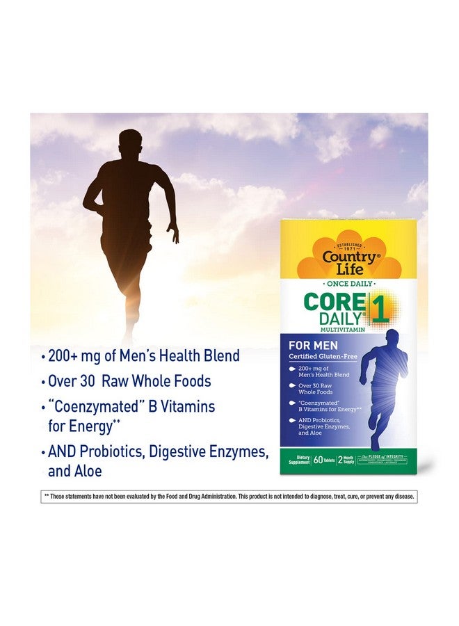 Country Life Core Daily-1 for Men - Multivitamin with Probiotics, Saw Palmetto, Pumpkin Seed Extract, and Coenzymated B Vitamins - Gluten-Free and Vegetarian - 60 Tablets - Image 4