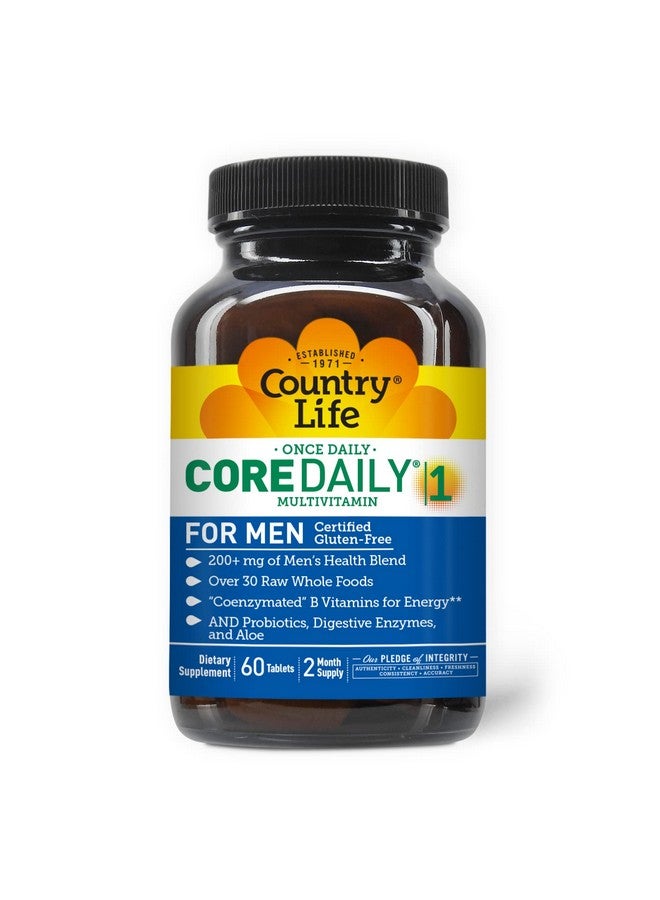 Country Life Core Daily-1 for Men - Multivitamin with Probiotics, Saw Palmetto, Pumpkin Seed Extract, and Coenzymated B Vitamins - Gluten-Free and Vegetarian - 60 Tablets - Image 1