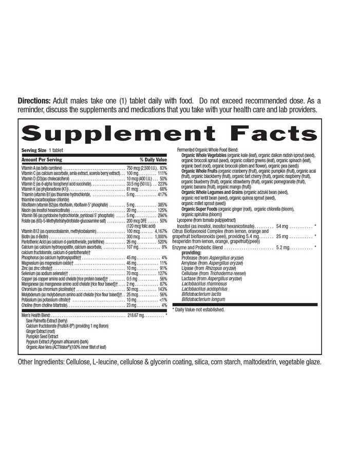 Country Life Core Daily-1 for Men - Multivitamin with Probiotics, Saw Palmetto, Pumpkin Seed Extract, and Coenzymated B Vitamins - Gluten-Free and Vegetarian - 60 Tablets - Image 5