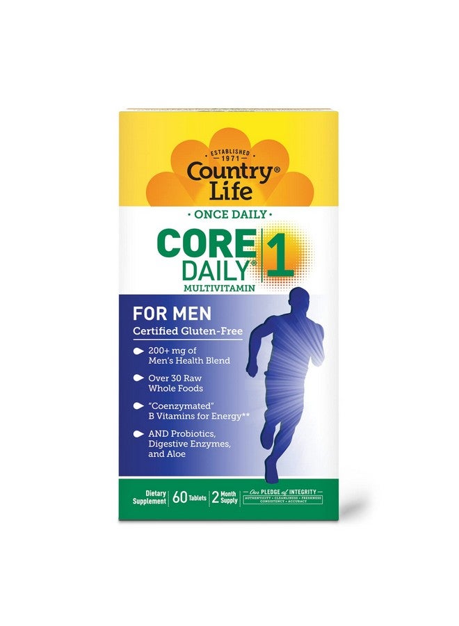 Country Life Core Daily-1 for Men - Multivitamin with Probiotics, Saw Palmetto, Pumpkin Seed Extract, and Coenzymated B Vitamins - Gluten-Free and Vegetarian - 60 Tablets - Image 3
