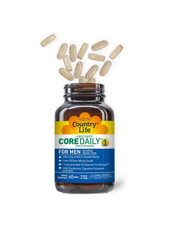 Country Life Core Daily-1 for Men - Multivitamin with Probiotics, Saw Palmetto, Pumpkin Seed Extract, and Coenzymated B Vitamins - Gluten-Free and Vegetarian - 60 Tablets - Image 2