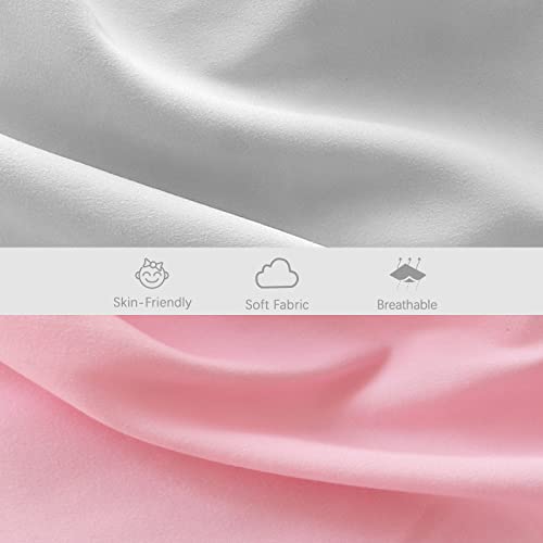 Biloban Baby Bassinet Sheets 4 Pack Compatible with 33 x 20 Mika Micky Baby Delight Dream On Me Bedside Sleeper Bassinet Ultra Soft Skin Friendly Washer Dryer Grey and Pink - Image 3