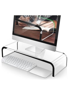 Monitor Stand, Custom Size Monitor Riser/Computer Stand for Home Office Business w/Sturdy Platform, PC Desk Stand for Keyboard Storage & Multi-Media Laptop Printer TV Screen