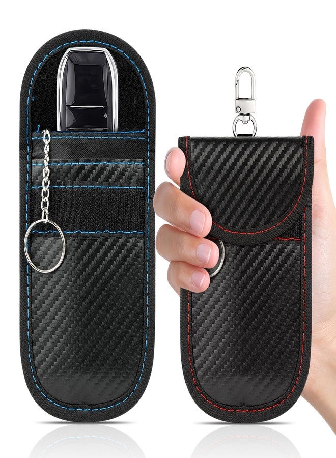Hoiny 2 Pack Faraday Key Fob Protector, Premium Car RFID Signal Blocking Pouch, Secure Faraday Bag for Car Key Fob, Anti-Theft Case (Red+Blue, Small) - Image 1