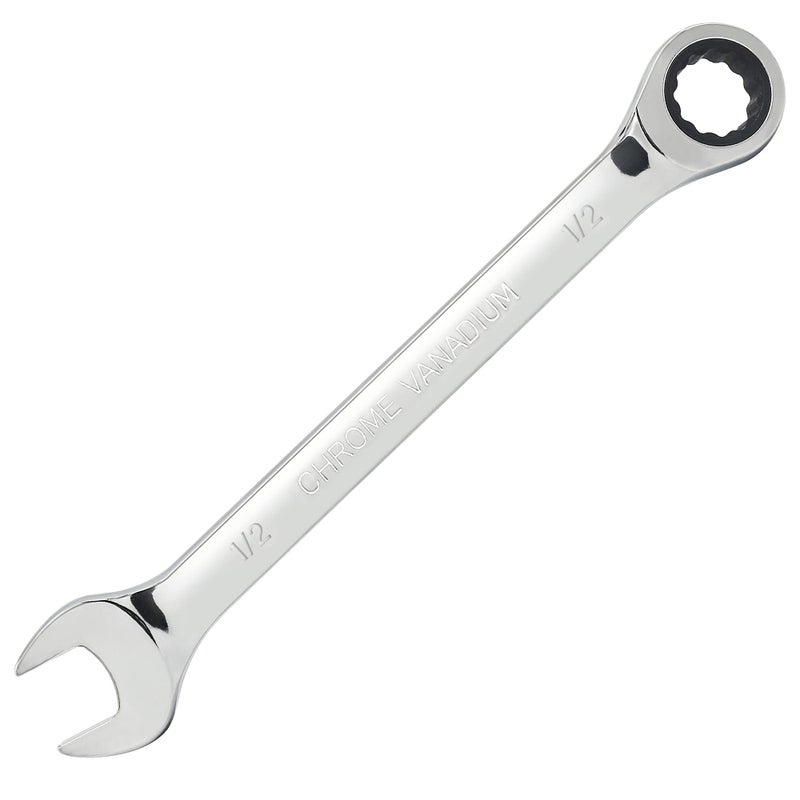 FOCMKEAS 12 Inch Ratcheting Combination Wrench SAE 72 Teeth 12 Point Ratchet Box Ended and Open End Spanner Tools for Tight Space HeatTreated CRV